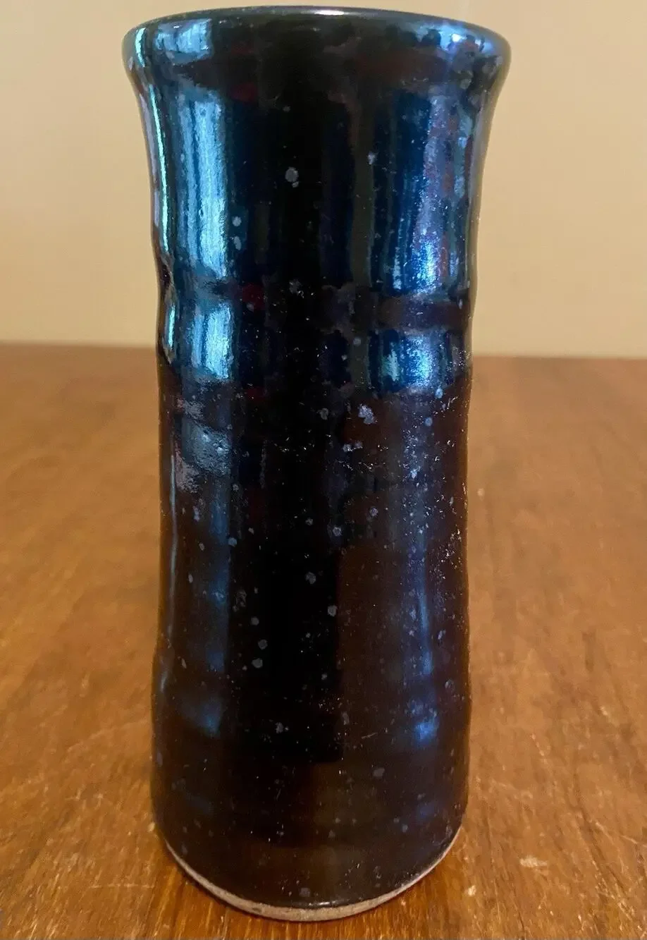 Artisan Pottery Vase Studio Art Brown Stoneware Artisan Signed White Speckles 7”